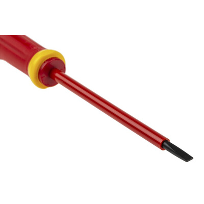 Facom Slotted Insulated Screwdriver, 4 x 0.8 mm Tip, 100 mm Blade, VDE/1000V, 210 mm Overall
