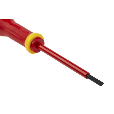 Facom Slotted Insulated Screwdriver, 3.5 x 0.6 mm Tip, 75 mm Blade, VDE/1000V, 179 mm Overall