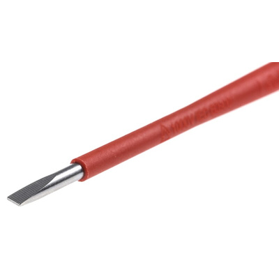 Wera Slotted Insulated Screwdriver, 3 x 0.5 mm Tip, 80 mm Blade, VDE/1000V, 161 mm Overall