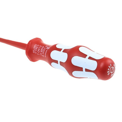 Wera Slotted Insulated Screwdriver, 3 x 0.5 mm Tip, 80 mm Blade, VDE/1000V, 161 mm Overall