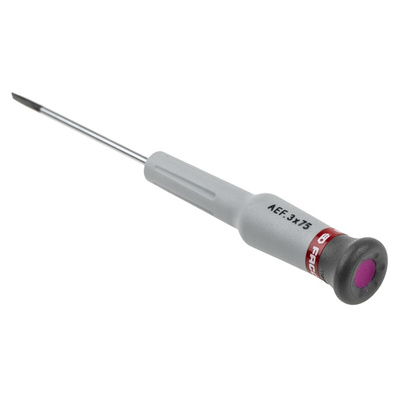 Facom Slotted Precision Screwdriver, 3 mm Tip, 75 mm Blade, 168 mm Overall