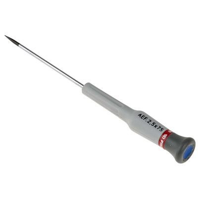 Facom Slotted Precision Screwdriver, 2.5 mm Tip, 75 mm Blade, 157 mm Overall