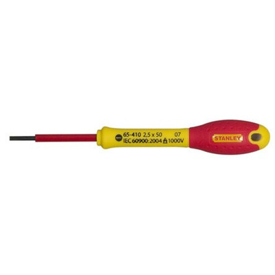 Stanley Slotted Insulated Screwdriver, 2.5 mm Tip, 50 mm Blade, VDE/1000V