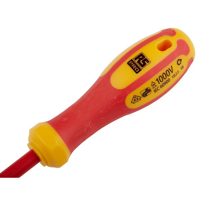 RS PRO Slotted Insulated Screwdriver, 2.5 x 0.4 mm Tip, 75 mm Blade, VDE/1000V, 165 mm Overall