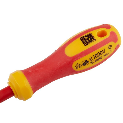 RS PRO Slotted Insulated Screwdriver, 6.5 x 1.2 mm Tip, 150 mm Blade, VDE/1000V, 260 mm Overall
