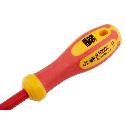 RS PRO Pozidriv Insulated Screwdriver, PZ2 Tip, 100 mm Blade, VDE/1000V, 210 mm Overall