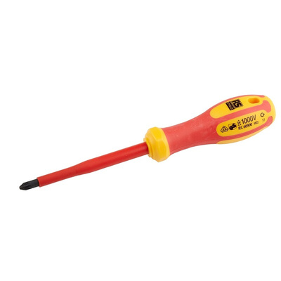 RS PRO Pozidriv Insulated Screwdriver, PZ2 Tip, 100 mm Blade, VDE/1000V, 210 mm Overall