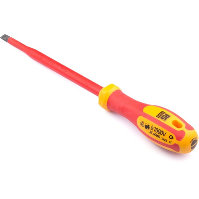 RS PRO Slotted Insulated Screwdriver, 8 x 1.2 mm Tip, 175 mm Blade, VDE/1000V, 295 mm Overall