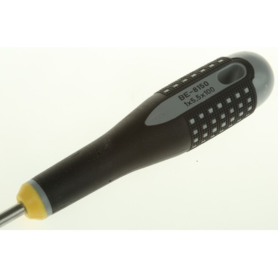 Bahco Slotted Screwdriver, 5.5 x 1 mm Tip, 100 mm Blade, 222 mm Overall