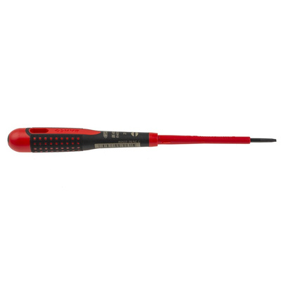 Bahco Slotted Screwdriver, 2.5 x 0.4 mm Tip, 75 mm Blade, VDE/1000V, 197 mm Overall
