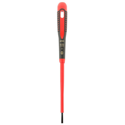 Bahco Slotted Screwdriver, 3 x 0.5 mm Tip, 100 mm Blade, VDE/1000V, 222 mm Overall