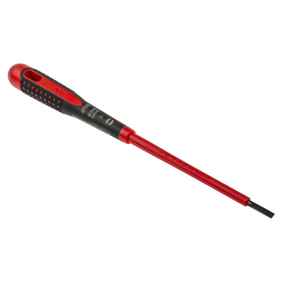Bahco Slotted Screwdriver, 3.5 x 0.6 mm Tip, 100 mm Blade, VDE/1000V, 222 mm Overall