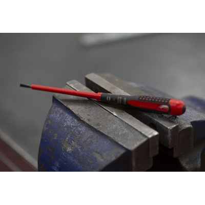 Bahco Slotted Screwdriver, 3.5 x 0.6 mm Tip, 100 mm Blade, VDE/1000V, 222 mm Overall