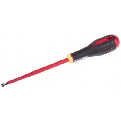 Bahco Slotted Screwdriver, 6.5 x 1.2 mm Tip, 150 mm Blade, VDE/1000V, 272 mm Overall