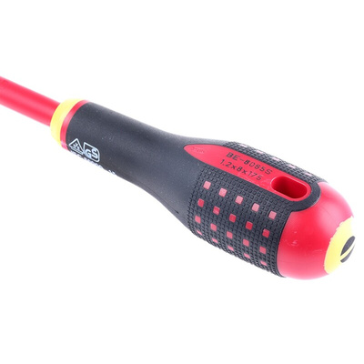 Bahco Slotted Screwdriver, 8 x 1.2 mm Tip, 175 mm Blade, VDE/1000V, 297 mm Overall