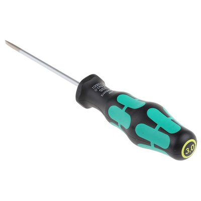 Wera Slotted  Screwdriver, 3 mm Tip, 80 mm Blade, 161 mm Overall