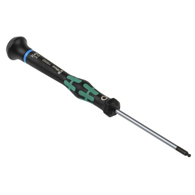 Wera Ball End Hexagon Precision Screwdriver, 2 mm Tip, 60 mm Blade, 157 mm Overall