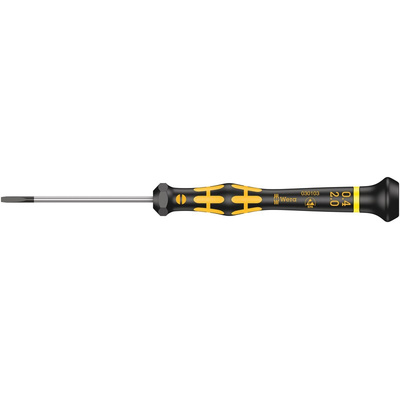 Wera Slotted Precision Screwdriver, 2 x 0.4 mm Tip, 60 mm Blade, 157 mm Overall