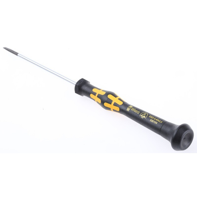 Wera Slotted Precision Screwdriver, 2.5 x 0.4 mm Tip, 80 mm Blade, 177 mm Overall
