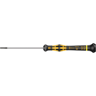 Wera Slotted Precision Screwdriver, 2.5 x 0.4 mm Tip, 80 mm Blade, 177 mm Overall