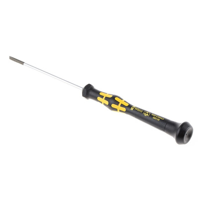Wera Slotted Precision Screwdriver, 3.0 x 0.50 mm Tip, 80 mm Blade, 177 mm Overall