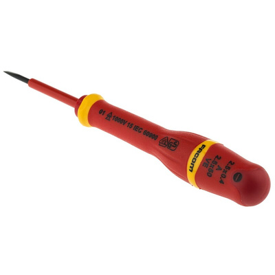 Facom Slotted Insulated Screwdriver, 2.5 x 0.4 mm Tip, 50 mm Blade, VDE/1000V, 153 mm Overall