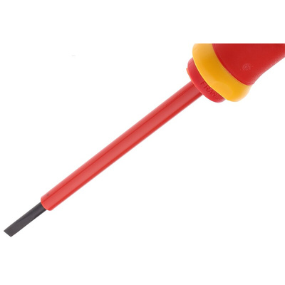 Facom Slotted Insulated Screwdriver, 0.5 mm Tip, 75 mm Blade, VDE/1000V, 178 mm Overall