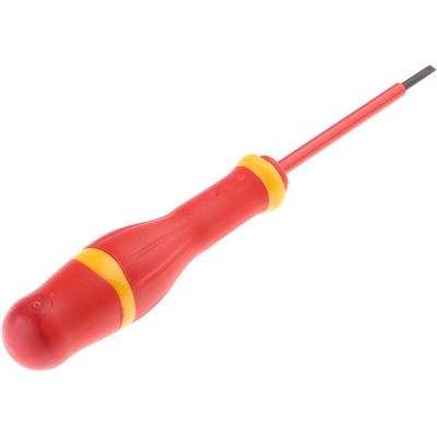 Facom Slotted Insulated Screwdriver, 0.5 mm Tip, 75 mm Blade, VDE/1000V, 178 mm Overall
