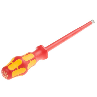 Wera Slotted Insulated Screwdriver, 10 mm Tip, 200 mm Blade, VDE/1000V, 112 mm Overall
