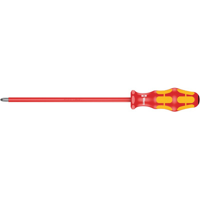 Wera Pozidriv Insulated Screwdriver, PZ2 Tip, 200 mm Blade, VDE/1000V, 305 mm Overall