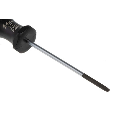 Wera Slotted Screwdriver, 2 mm Tip, 60 mm Blade, 130 mm Overall