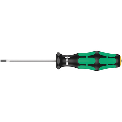 Wera Slotted Screwdriver, 2.5 mm Tip, 60 mm Blade, 130 mm Overall