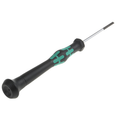 Wera Slotted Precision Screwdriver, 2.5 x 0.4 mm Tip, 50 mm Blade, 147 mm Overall