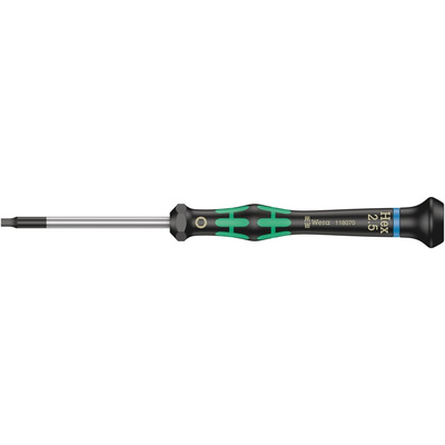 Wera Hexagon Precision Screwdriver, 2.5 mm Tip, 60 mm Blade, 157 mm Overall