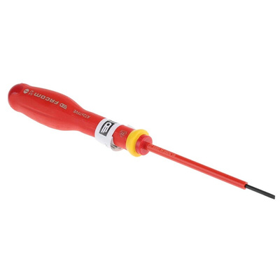 Facom Slotted Insulated Screwdriver, 2 mm Tip, 75 mm Blade, VDE/1000V, 170 mm Overall