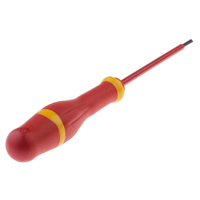 Facom Slotted Insulated Screwdriver, 3 mm Tip, 100 mm Blade, VDE/1000V, 202 mm Overall