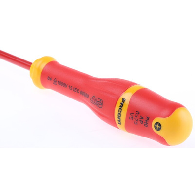 Facom Phillips Insulated Screwdriver, PH0 Tip, 75 mm Blade, VDE/1000V, 179 mm Overall