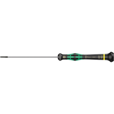 Wera Slotted Precision Screwdriver, 2 x 0.4 mm Tip, 100 mm Blade, 197 mm Overall