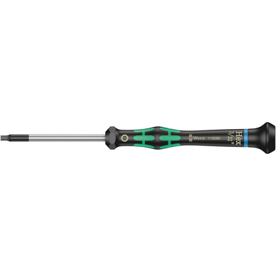 Wera Hexagon Precision Screwdriver, 3/32 in Tip, 60 mm Blade, 157 mm Overall