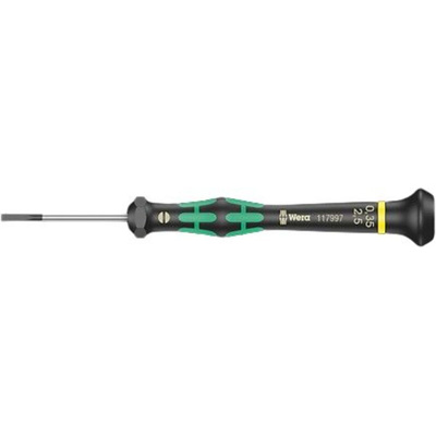 Wera Slotted Precision Screwdriver, 2 x 0.4 mm Tip, 60 mm Blade, 157 mm Overall