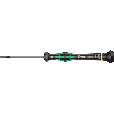 Wera Slotted Precision Screwdriver, 2 x 0.4 mm Tip, 60 mm Blade, 157 mm Overall