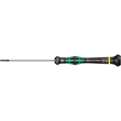Wera Slotted Precision Screwdriver, 2.5 x 0.4 mm Tip, 80 mm Blade, 177 mm Overall