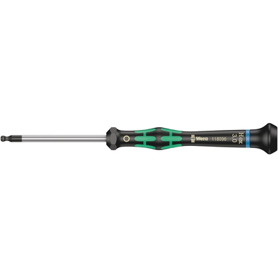 Wera Ball End Hexagon Precision Screwdriver, 3 mm Tip, 60 mm Blade, 157 mm Overall