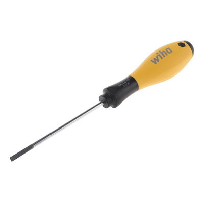 Wiha Slotted  Screwdriver, 4 mm Tip, 100 mm Blade, 211 mm Overall