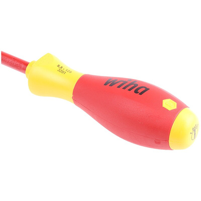 Wiha Slotted Insulated Screwdriver, 5.5 mm Tip, 125 mm Blade, VDE/1000V, 243 mm Overall