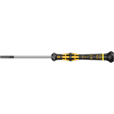 Wera Slotted Precision Screwdriver, 4 x 0.8 mm Tip, 80 mm Blade, 177 mm Overall