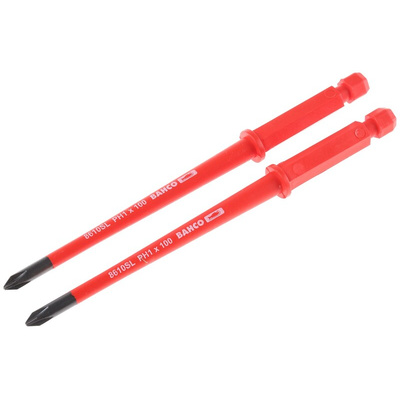 Bahco Phillips Screwdriver Blade, PH1 Tip, 100 mm Blade, VDE/1000V