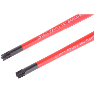 Bahco Pozidriv Screwdriver Blade, PZ1 Tip, 100 mm Blade, VDE/1000V