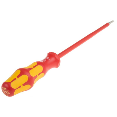 Wera Slotted Insulated Screwdriver, 4 mm Tip, 150 mm Blade, VDE/1000V, 248 mm Overall