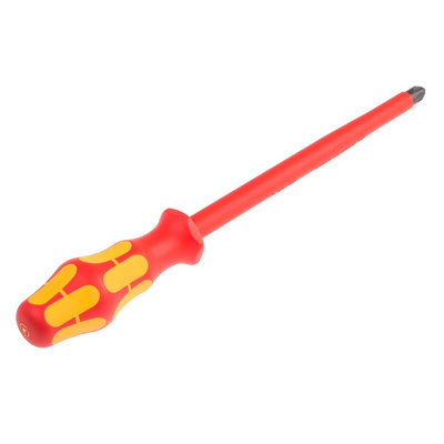 Wera Pozidriv Insulated Screwdriver, PZ4 Tip, 200 mm Blade, VDE/1000V, 312 mm Overall